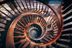 Photograph of spiral staircase by photographer, Maryann Bates.